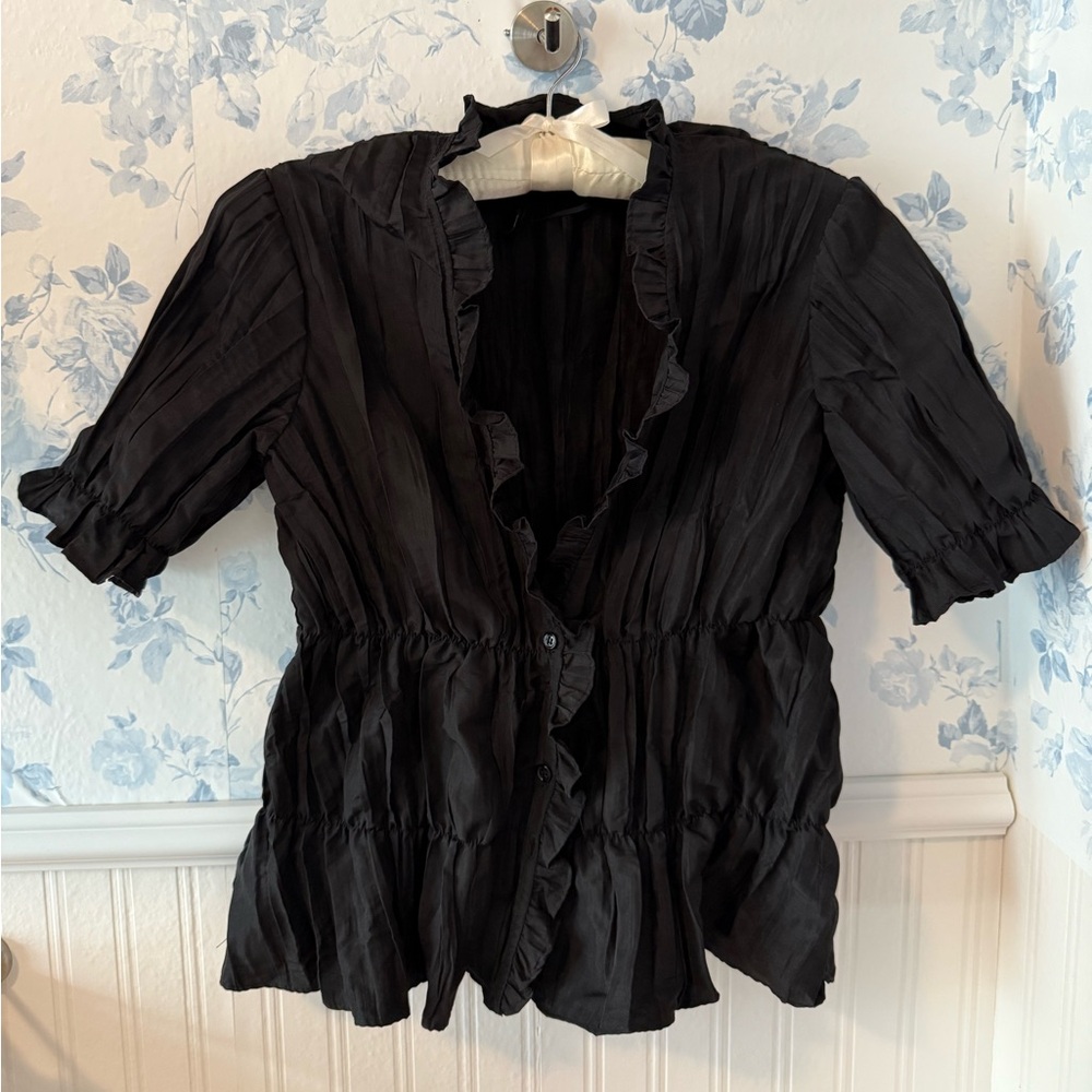 Zara Seamed Taffeta Blouse size xs
